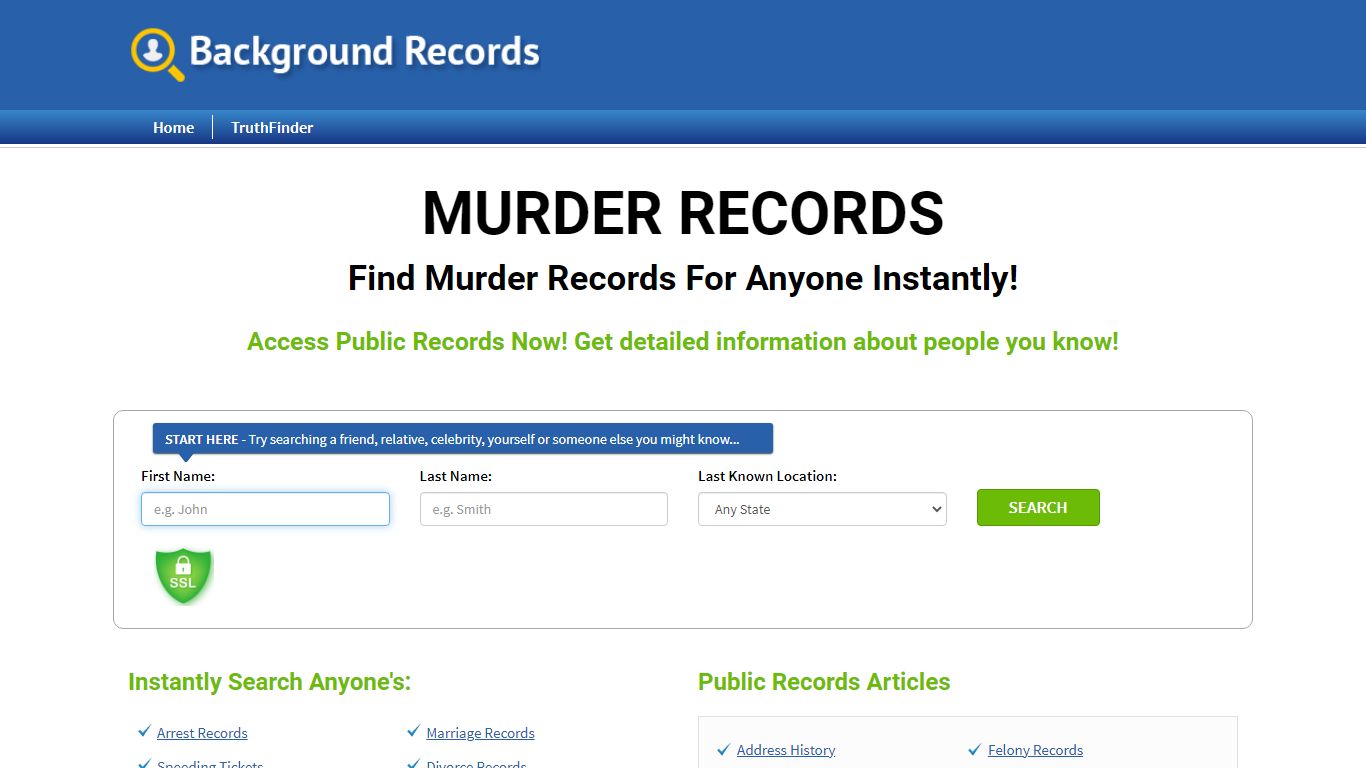 Find Murder records For Anyone - Background Records