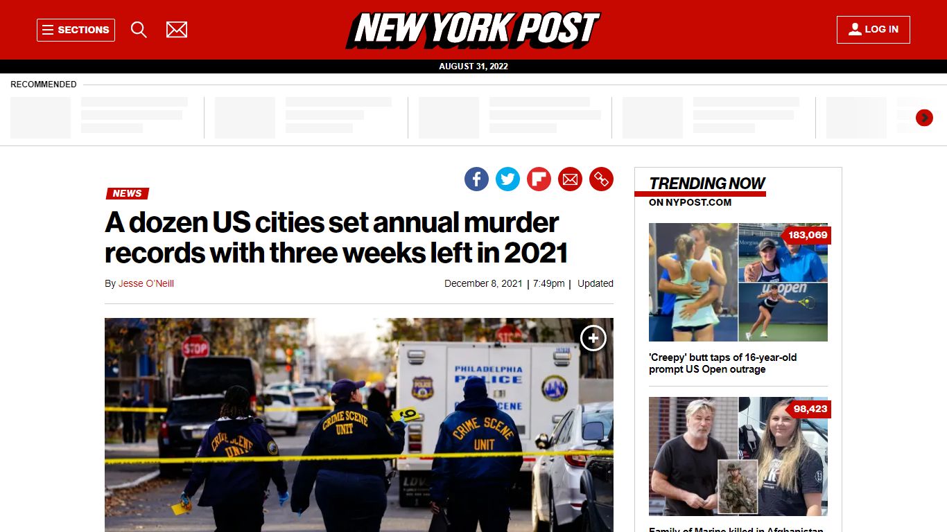 A dozen US cities set annual murder records - New York Post