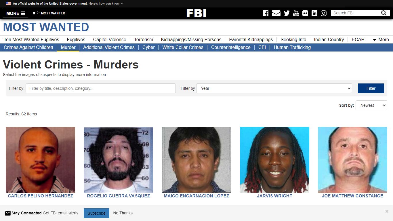 Violent Crimes - Murders — FBI